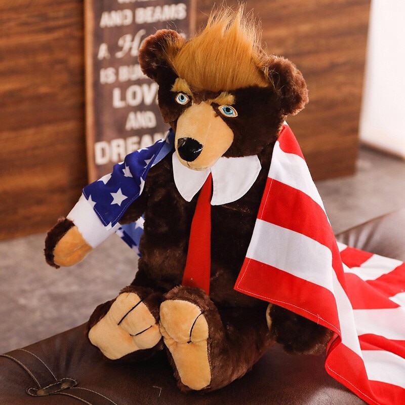 2021 New Donald Trump Bear Plush Toys USA President Bear With Flag Cute Animal Bear Dolls Trump Plush Stuffed Toy For Kids Gifts