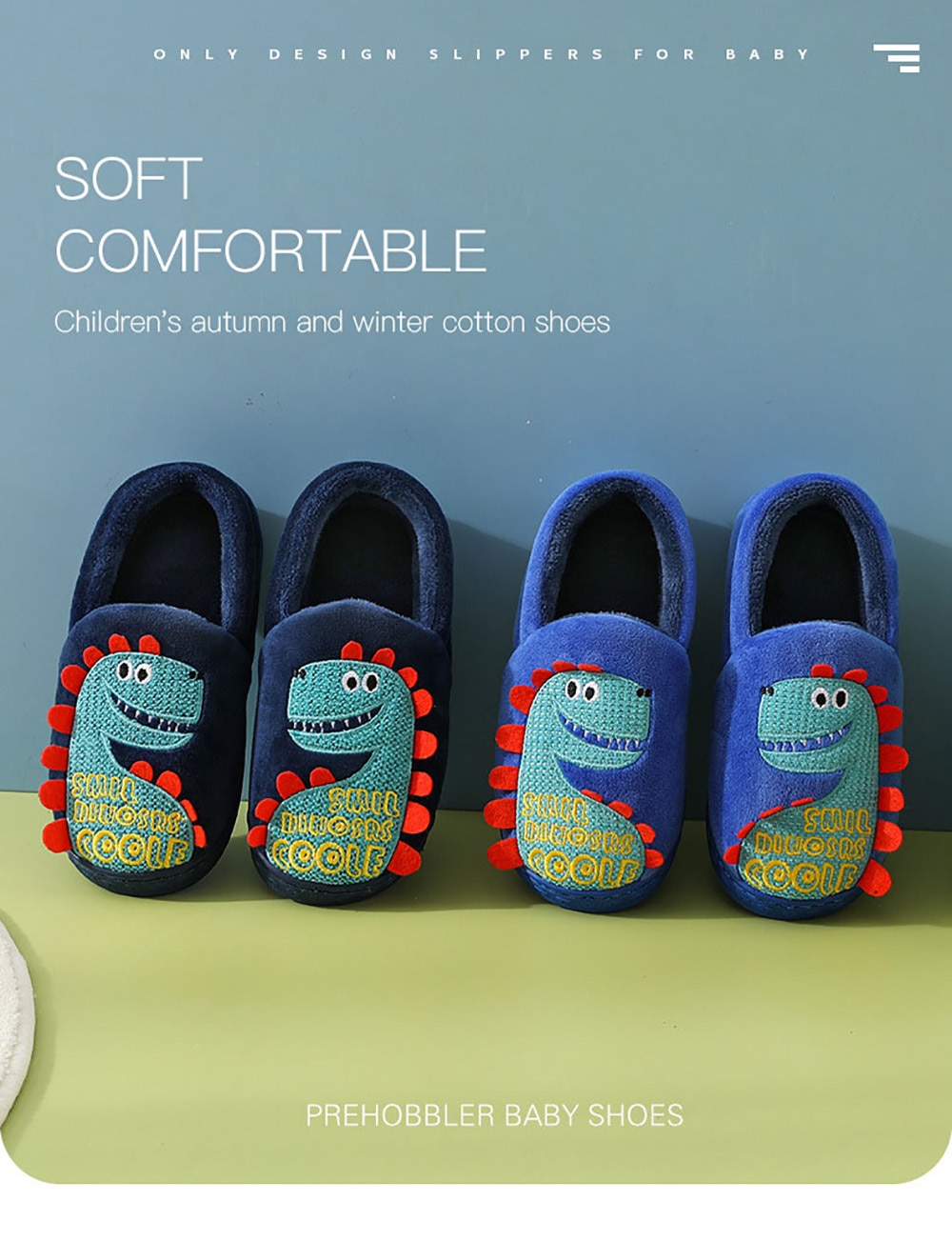 Kids Slippers Boys Indoor Home Autumn Winter Children Cute Dinosaur Anti Skid Soft Comfortable Wrap Heel Bedroom Floor Shoes