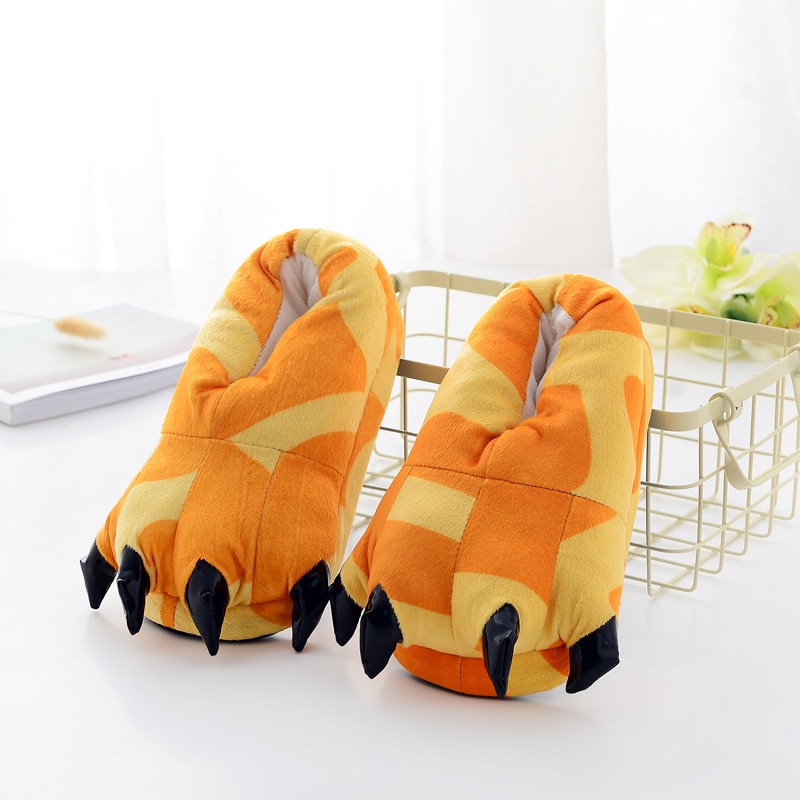 Soft Tiger Paw Animal Funny Slippers for Kids Homewear House Slipper Shoes Room Cotton Fabric Shoes Boys Winter Warm Shose