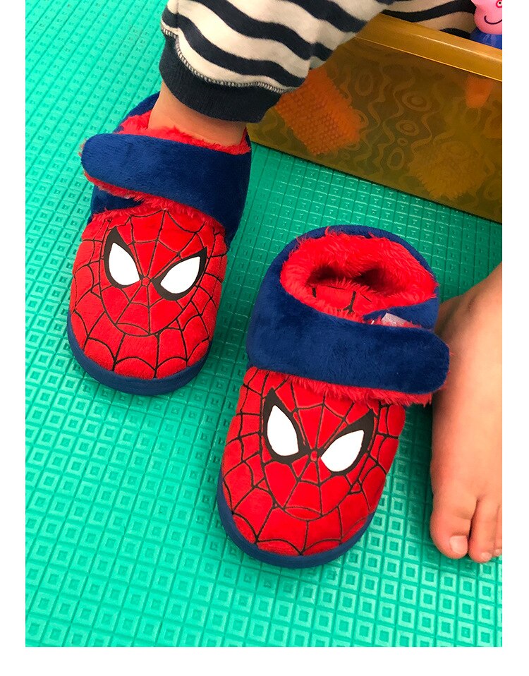 Disney children's cotton slippers boys and girls autumn and winter cartoon warm non-slip soft-soled indoor shoes home shoes