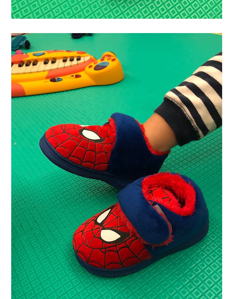 Disney children's cotton slippers boys and girls autumn and winter cartoon warm non-slip soft-soled indoor shoes home shoes