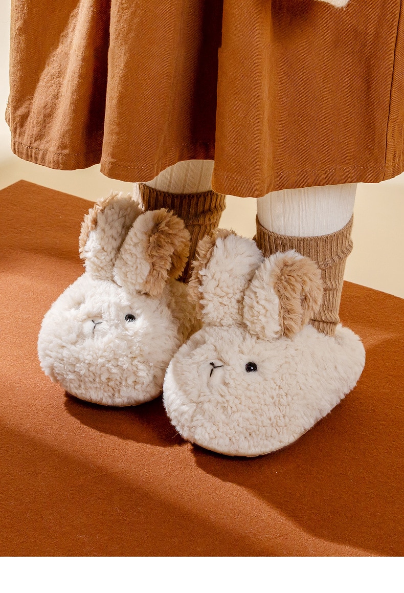 Children Home Indoor Kids Soft Anti-slip Fur Cute Slippers Autumn Warm Shoes Cartoon Plush Rabbit Home Slippers 2021 Winter