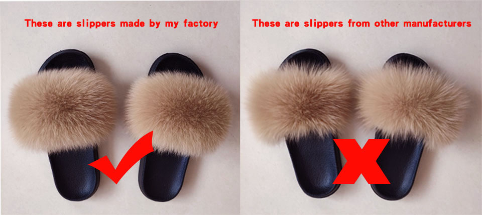 Women Summer Casual Fluffy Slippers With Fur Flat Non-Slip Real Fox Fur Furry Slides Large Size Shoes Fur Sandals Free Shipping