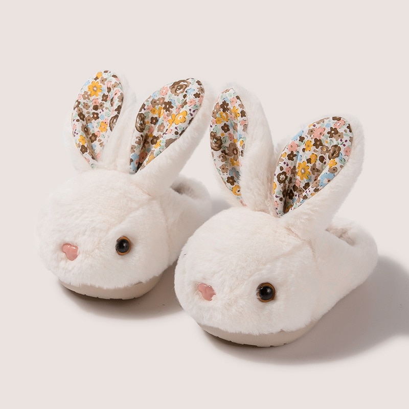 Baby Girls Cotton Slippers 2021 New Winter Children's Cute Rabbit Plush Slippers Boys Home Indoor Shoes Furry Kids Slippers