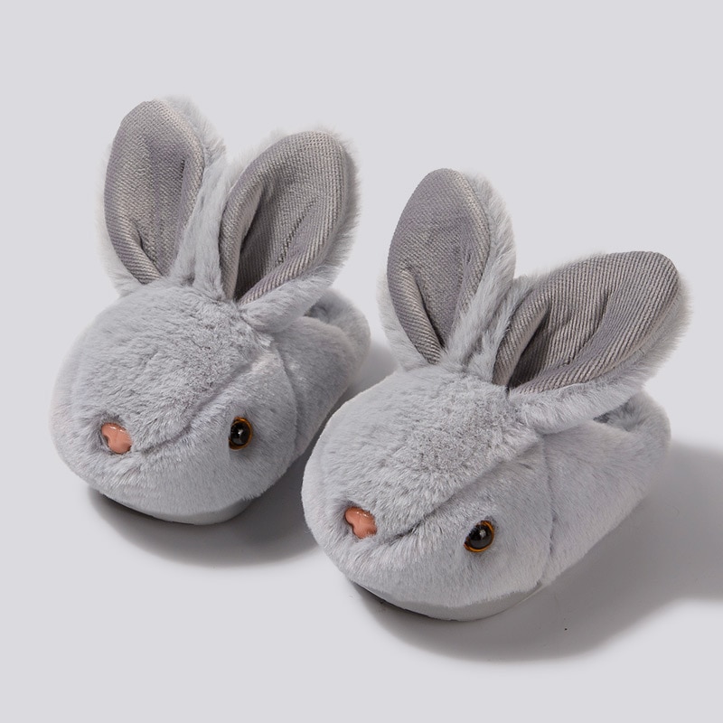 Baby Girls Cotton Slippers 2021 New Winter Children's Cute Rabbit Plush Slippers Boys Home Indoor Shoes Furry Kids Slippers