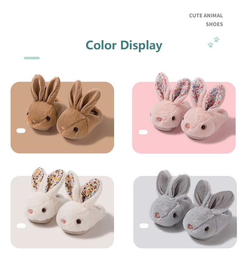 Baby Girls Cotton Slippers 2021 New Winter Children's Cute Rabbit Plush Slippers Boys Home Indoor Shoes Furry Kids Slippers