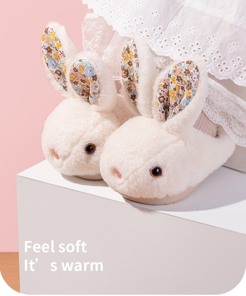 Baby Girls Cotton Slippers 2021 New Winter Children's Cute Rabbit Plush Slippers Boys Home Indoor Shoes Furry Kids Slippers