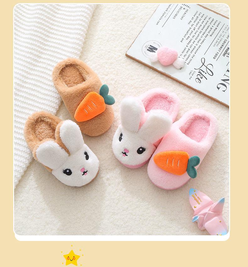 Baby Girls Cotton Slippers Winter Children's Cute Rabbit Plush Slippers Boys Fashion Home Indoor Shoes Furry Kids Slippers