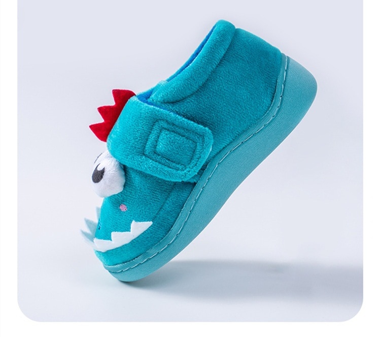 Boys Autumn Winter Slippers Girls Cute Cartoon Dinosaur Home Shoes Children Warm Fur Slipper Kids Unicorn Home Slippers