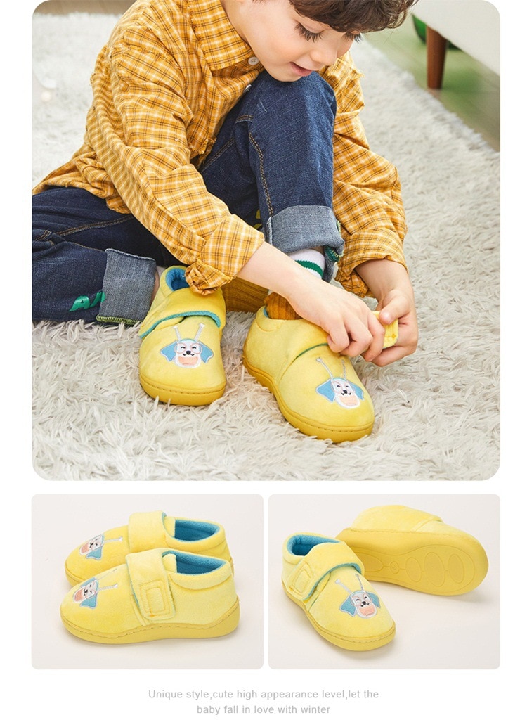 Boys Autumn Winter Slippers Girls Cute Cartoon Dinosaur Home Shoes Children Warm Fur Slipper Kids Unicorn Home Slippers