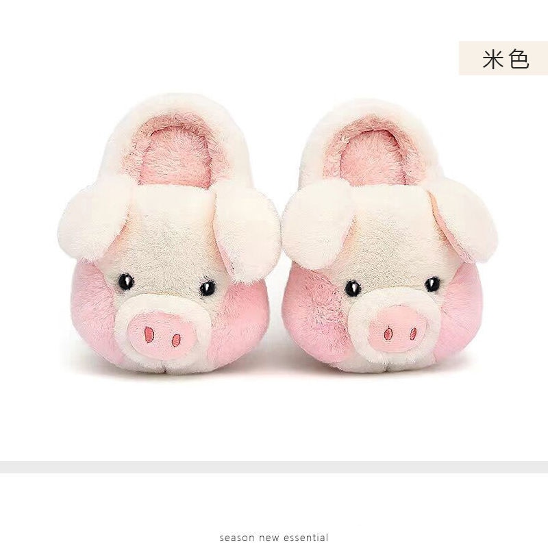 2022 Indoor Couple Shoes Men Women Fluffy Pig Slippers Girls Pink Fur Slides Kawaii Home Shoes Woman Cute Plush Piggy Slippers