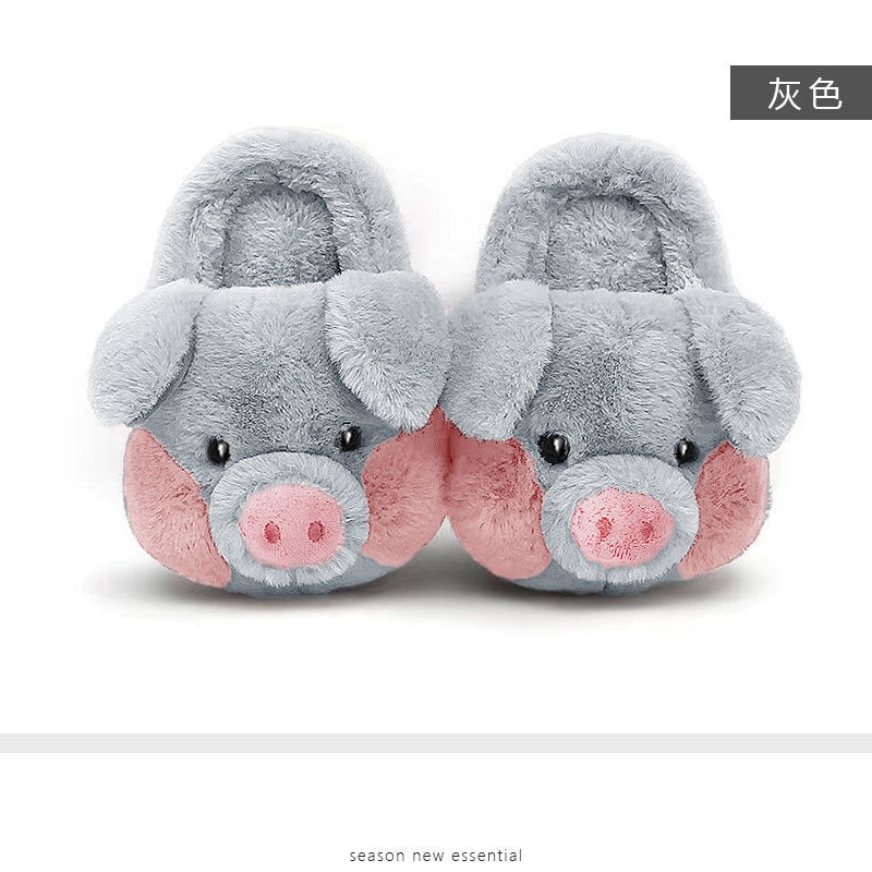 2022 Indoor Couple Shoes Men Women Fluffy Pig Slippers Girls Pink Fur Slides Kawaii Home Shoes Woman Cute Plush Piggy Slippers