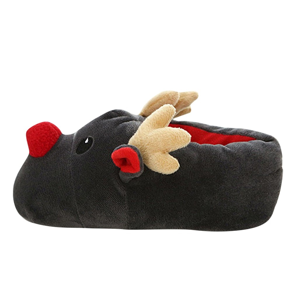 Women Men Slippers Couple Winter Soft Christmas Deer Cotton Slippers Cute Plush Cotton Indoor Bedroom Non-slip Soft Home Shoes