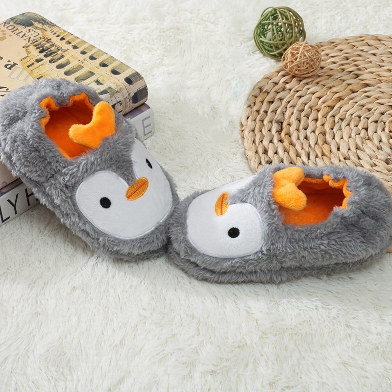 2021 Winter Cute Penguin Kids Slippers Comfortable Baby Warm Cotton Shoes Boys And Girls House Indoor Animal Plush Slippers