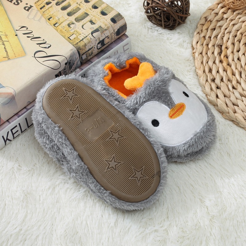 2021 Winter Cute Penguin Kids Slippers Comfortable Baby Warm Cotton Shoes Boys And Girls House Indoor Animal Plush Slippers