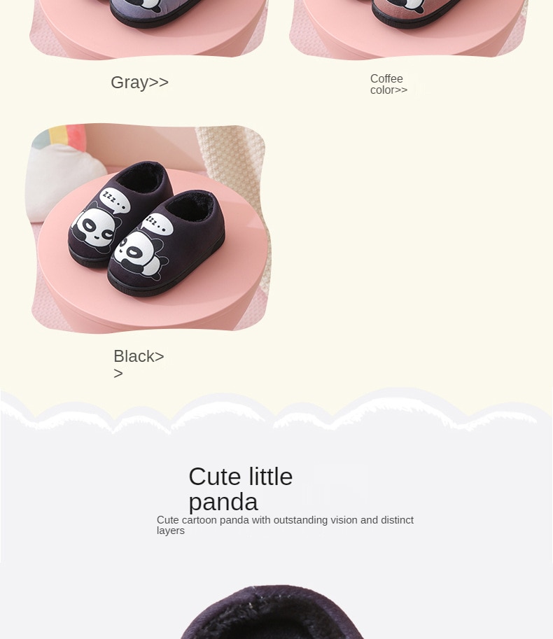 Winter Children Slippers Boys Indoor Home Shoes Warm Kids Flip Flops Plush Velvet Cartoon Panda Baby Girls Bedroom Casual Shoes