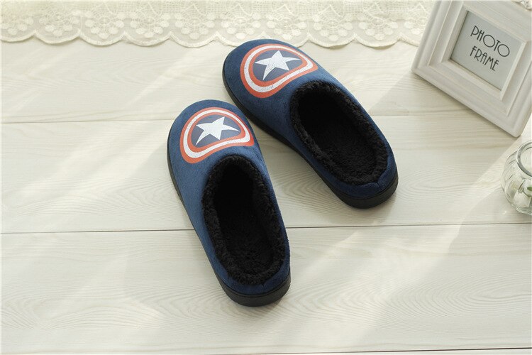 Shoes Men Home Slippers Winter House Slipper Plush Man Shoes Indoor Cotton Slipper Man Superhero Indoor Warm Chinelo