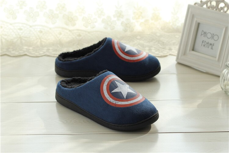 Shoes Men Home Slippers Winter House Slipper Plush Man Shoes Indoor Cotton Slipper Man Superhero Indoor Warm Chinelo