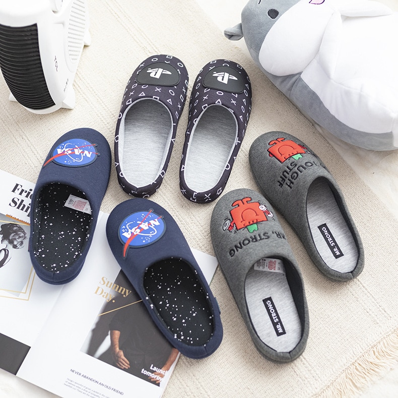 Shoes Men Home Slippers Winter House Slipper Plush Man Shoes Indoor Cotton Slipper Man Superhero Indoor Warm Chinelo