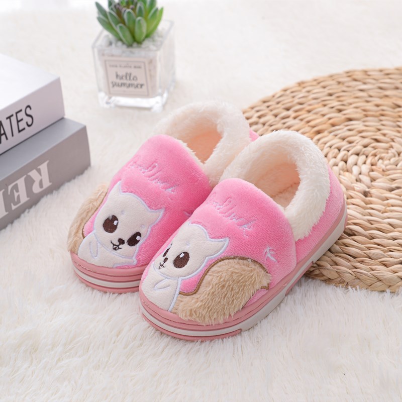 Kids Slippers 2022 Winter Children Cotton Shoes Winter Warm Pink