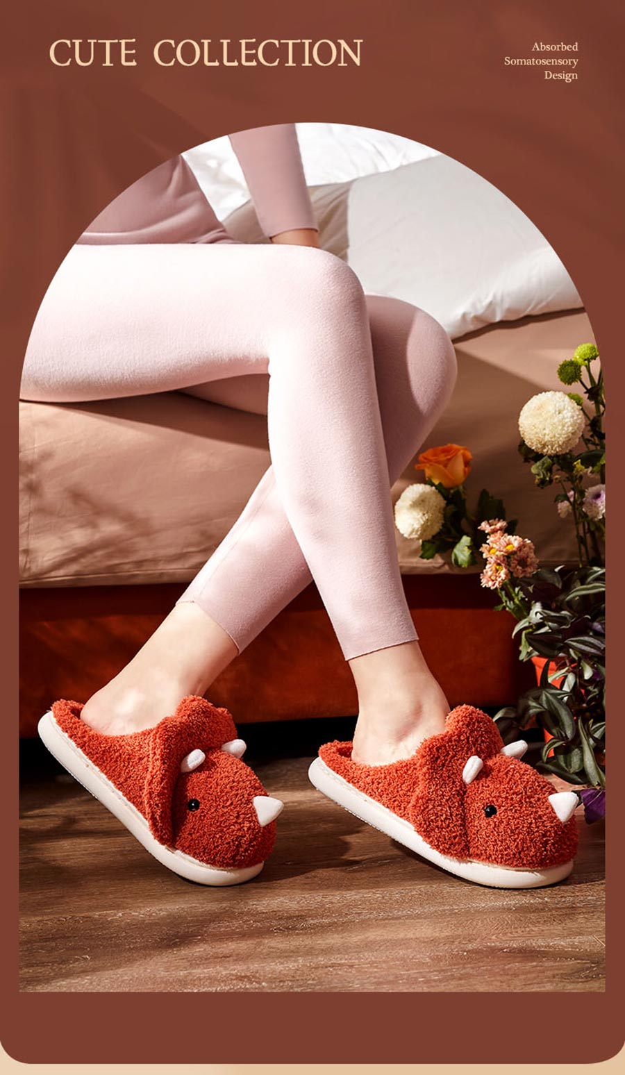 Home Winter Women Fluffy Slippers Cartoon Dinosaur Warm Fur Shoes Men Couple Non-slip Mute Bedroom Slipper Funny Flip Flops