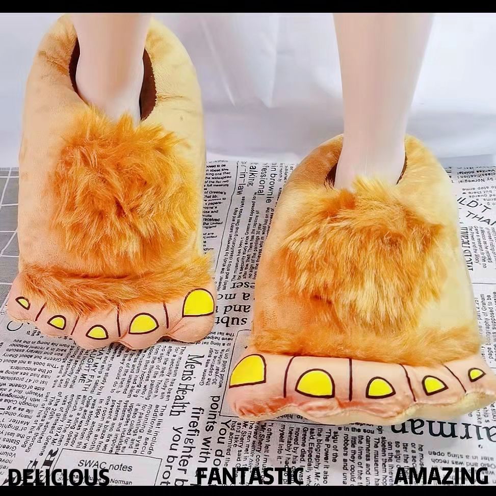 Unisex Chunky Bigfoot Shoes Women's Bear Paw Slippers Couples Male Slipper Home Indoor Furry Slides Size 35-43 Women's Shoes
