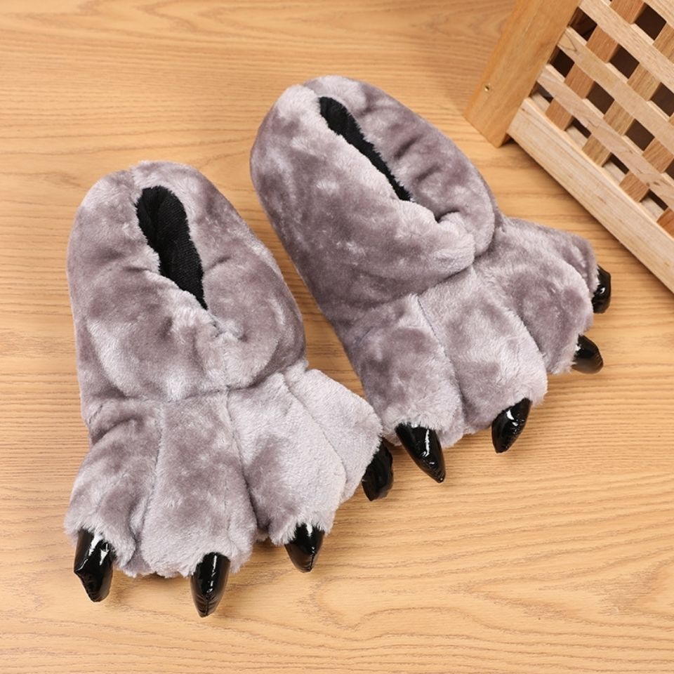 Creative Funny Slipper Man Woman Indoor Fluffy Shoes Animal Soft Slippers 2021 Chunky Warm Bear Paw Slippers for Home Husband