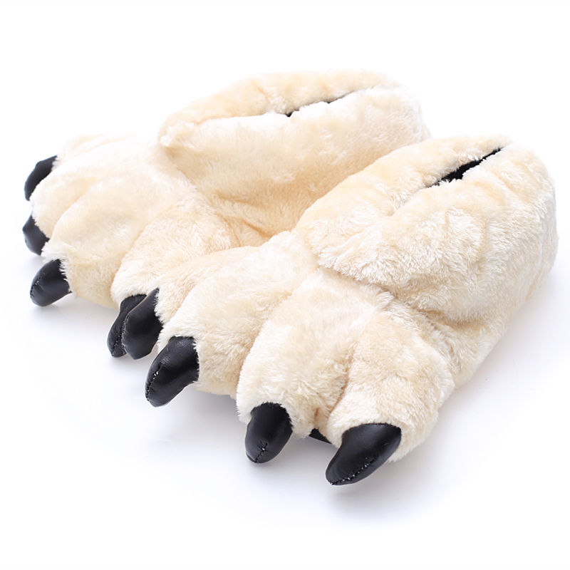 Size 35-43 Black Animal Paw Shoes For Women Winter House Slippers Unisex Woman Men Creative Home Furry Slides Girl Slippers