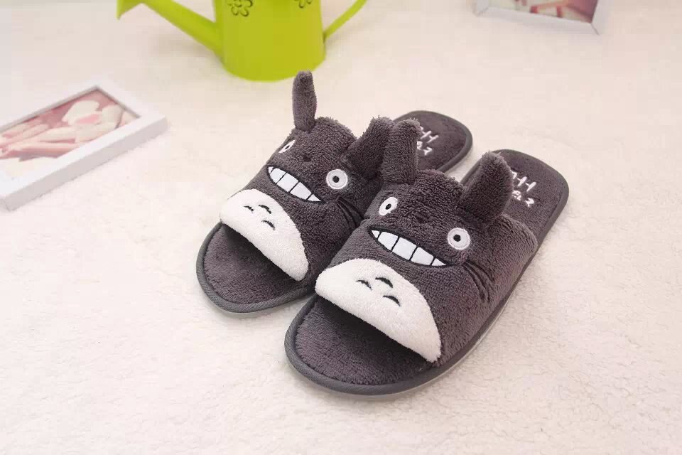 New Cute Totoro Cartoon Winter Plush Couple Shoes Lovely Home Floor Non-slip Bedroom Keep Warm Soft Slipper Women Men Slippers