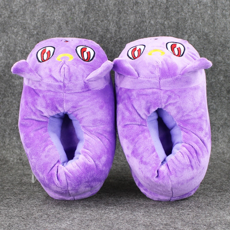 28cm High Quality Soft Plush Toys Cartoon Slipper Purple Luna Cat Slipper Cartoon Slipper Warm Indoor Shoes