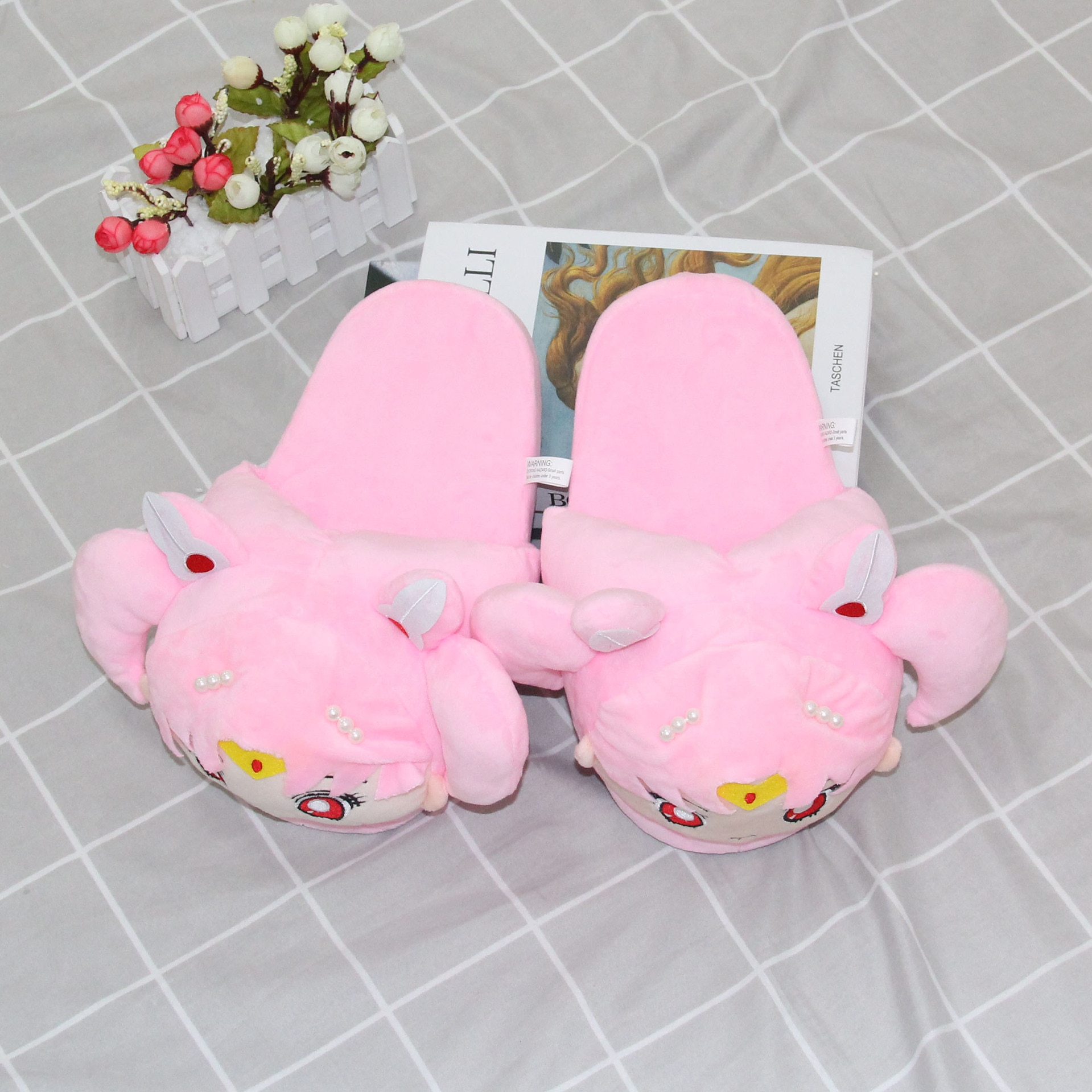 Cute cartoon beautiful girl Luna cat slippers bunny children living in plush cotton shoes