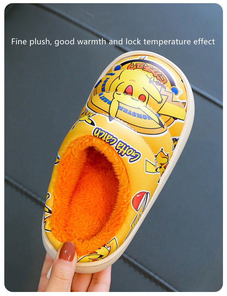 Kawaii Plush Pokemon Slippers for Kids Anime Bikachu Slipper Plush Women Cotton Slippers Winter High Quality Christmas Gifts