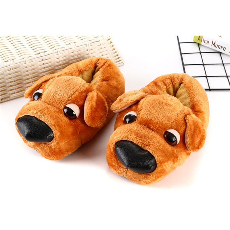 Cartoon Animal Slippers Adult Shoes Kigurumis Cute Dog Women Shoes Winter Plush Indoor Home Shoes Cosplay Household WarmSupplies