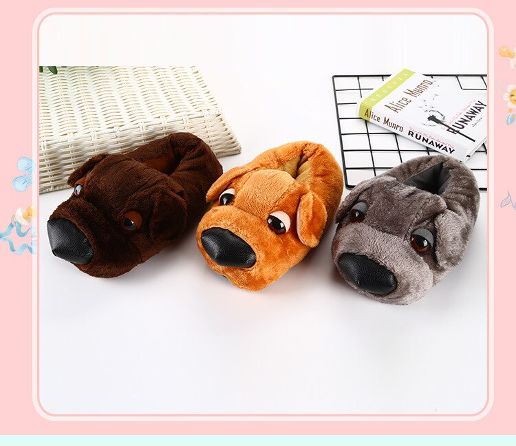 Cartoon Animal Slippers Adult Shoes Kigurumis Cute Dog Women Shoes Winter Plush Indoor Home Shoes Cosplay Household WarmSupplies