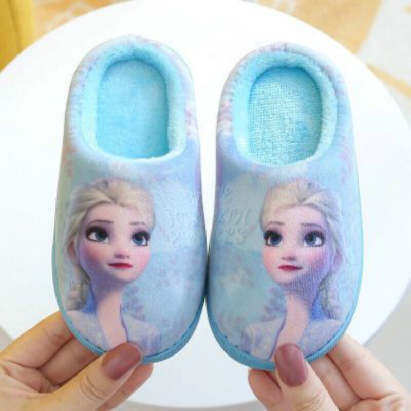 Children Cotton Slippers Cartoon Marvel Spiderman Frozen Elsa Sofia Autumn Winter Warm Princess Baby Boys Girl Indoor Home Shoes