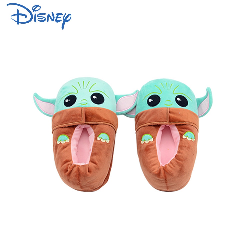 Disney Baby Yoda Plush Stuffed Toy Star Wars Mandalorian Home Winter Cotton Slippers Children Adult Gifts