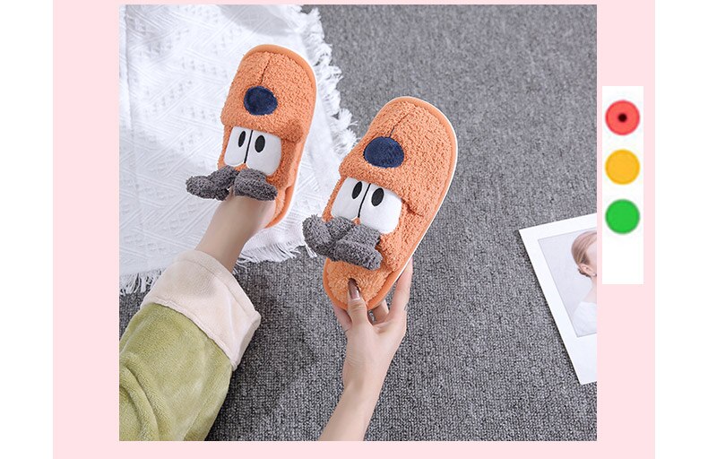 Women Winter Warm Slippers Comfort Flat Heel Plush Home Cotton Slides Indoor Bedroom Zapatilla Mujer Men Home Fur Shoes