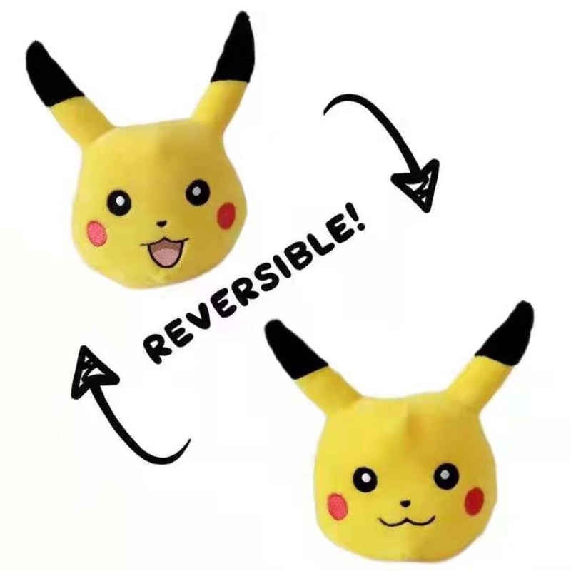 Pokemon Detective Pikachu Stuffed Plush Toy Reversible Anime Movie Pocket Monsters Model Dolls Detective Birthday Gifts For Kids