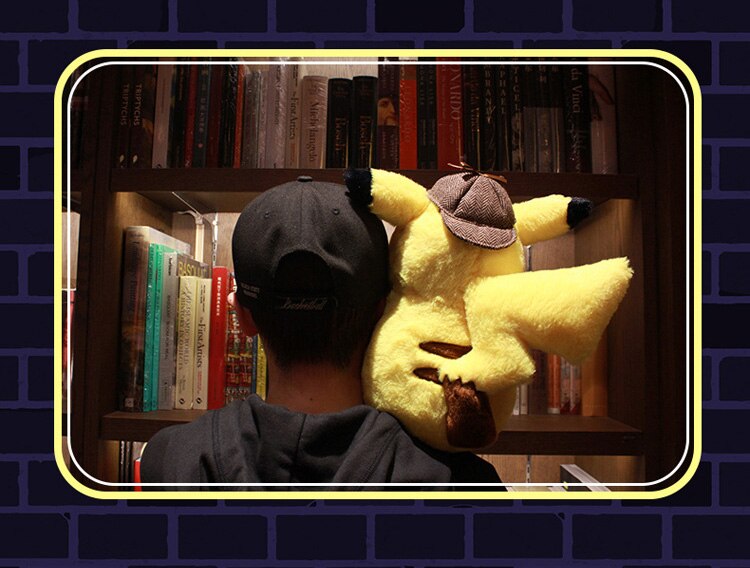 Pokemon Detective Pikachu Stuffed Plush Toy Reversible Anime Movie Pocket Monsters Model Dolls Detective Birthday Gifts For Kids