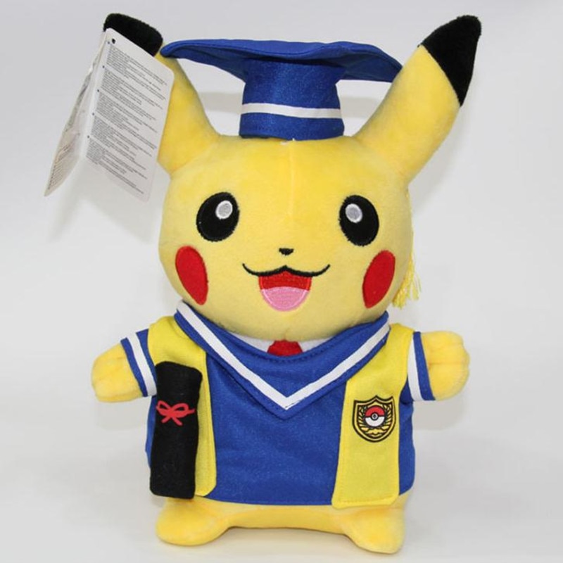 28CM TAKARA TOMY Pokemon Graduated Phd Pikachu Plush Toys Kawaii Stuffed Toys Pokémon Pikachu Janpanse Anime Dolls Kids Gifts