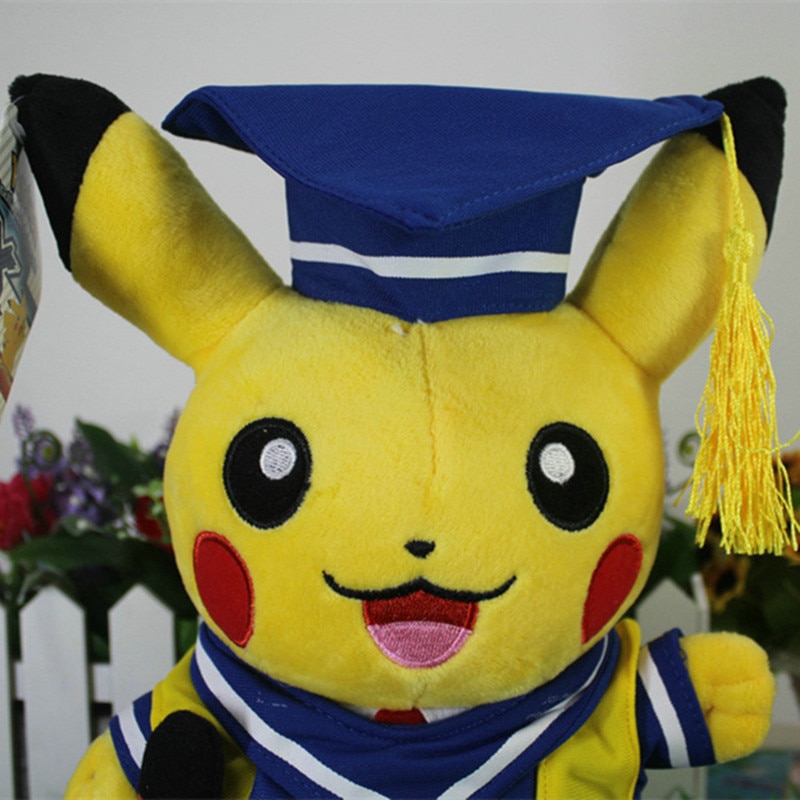 28CM TAKARA TOMY Pokemon Graduated Phd Pikachu Plush Toys Kawaii Stuffed Toys Pokémon Pikachu Janpanse Anime Dolls Kids Gifts