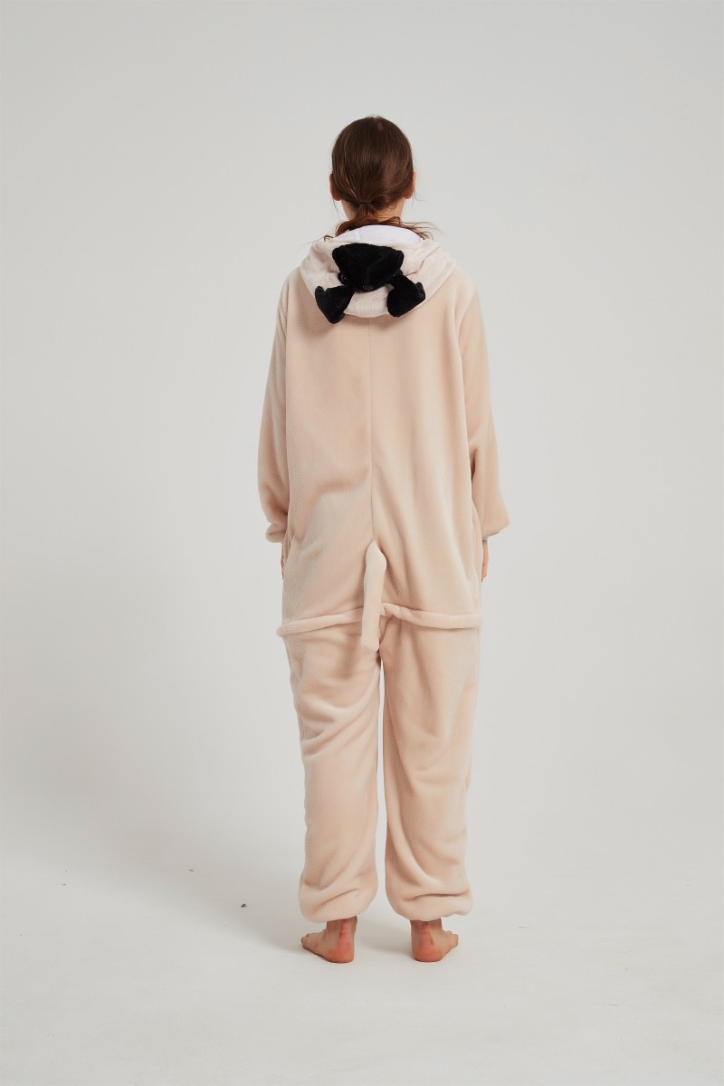 Funny Onesie Animal Sharpei Pajama Unisex Women Cute Kigurumis Hooded Dog Jumpsuit Winter Homewear Overalls Adult Zipper Suit