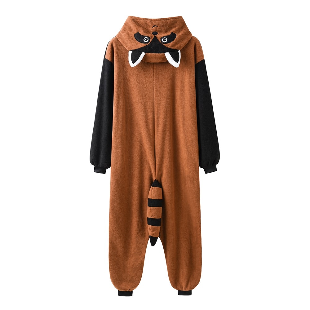 Raccoon Onesies Women Pajama Animal Kigurumis Cute Warm Winter Overalls Halloween Suit Polar Fleece Adult Unisex