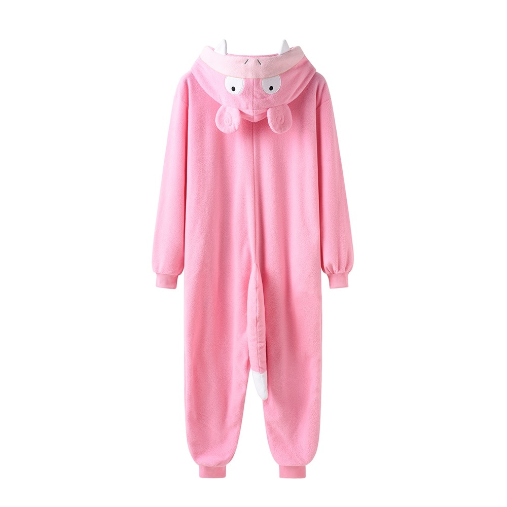 Pink Hippo Onesies Women Pajama Animal Kigurumis Cute Warm Winter Overalls Halloween Suit Polar Fleece Adult Unisex
