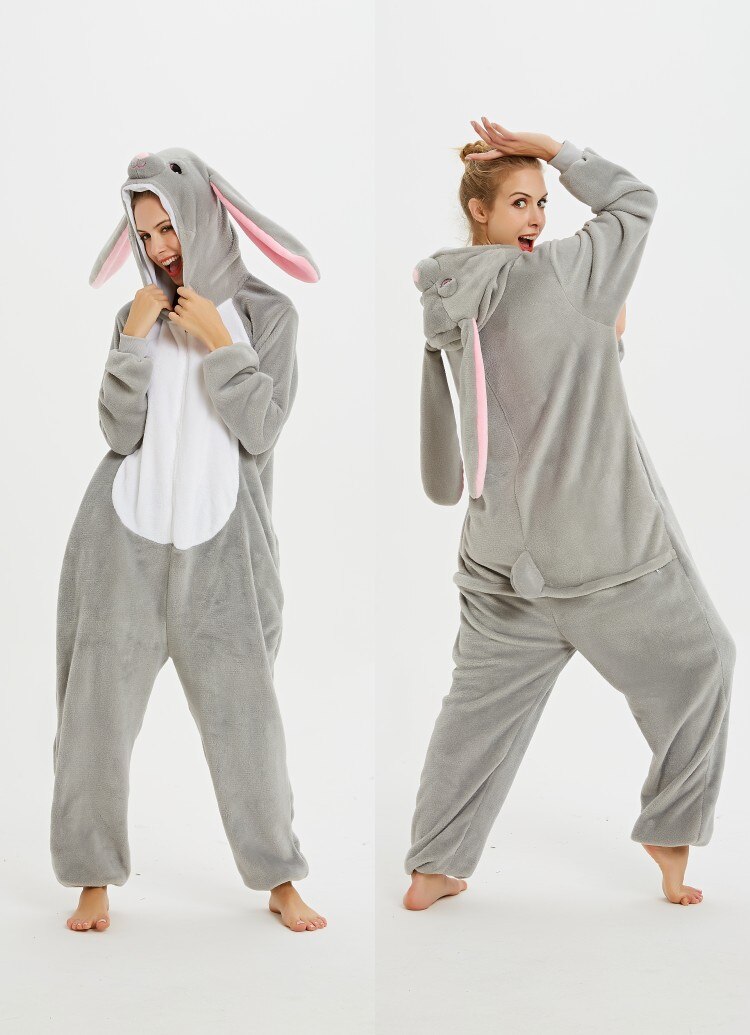 Unicorn Kigurumis Animal Zipper Onesies Unisex Pajama Women Girl Home Jumpsuit Winter Warm Overalls Dinosaur Outfit Flannel