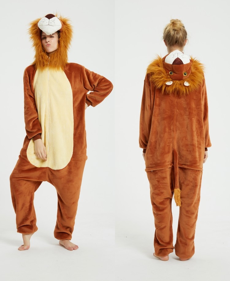 Unicorn Kigurumis Animal Zipper Onesies Unisex Pajama Women Girl Home Jumpsuit Winter Warm Overalls Dinosaur Outfit Flannel