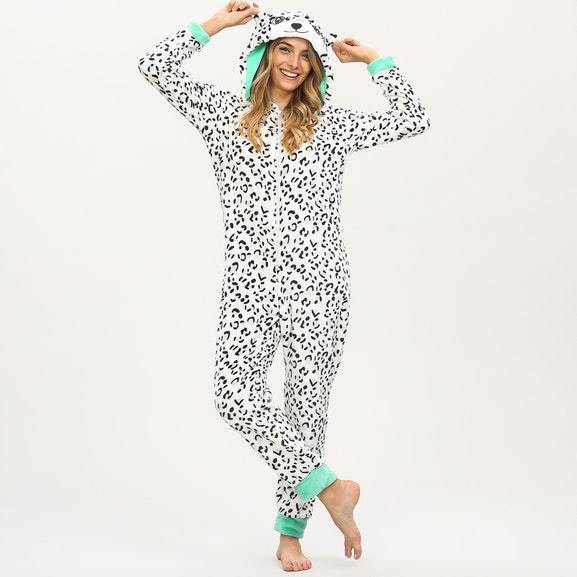 Animal Kigurumis Jumpsuit Pajama Adult Women Winter Warm Onesie Funny Soft Cute Zebra Sleepwear Hooded Long Sleeve Nightwear