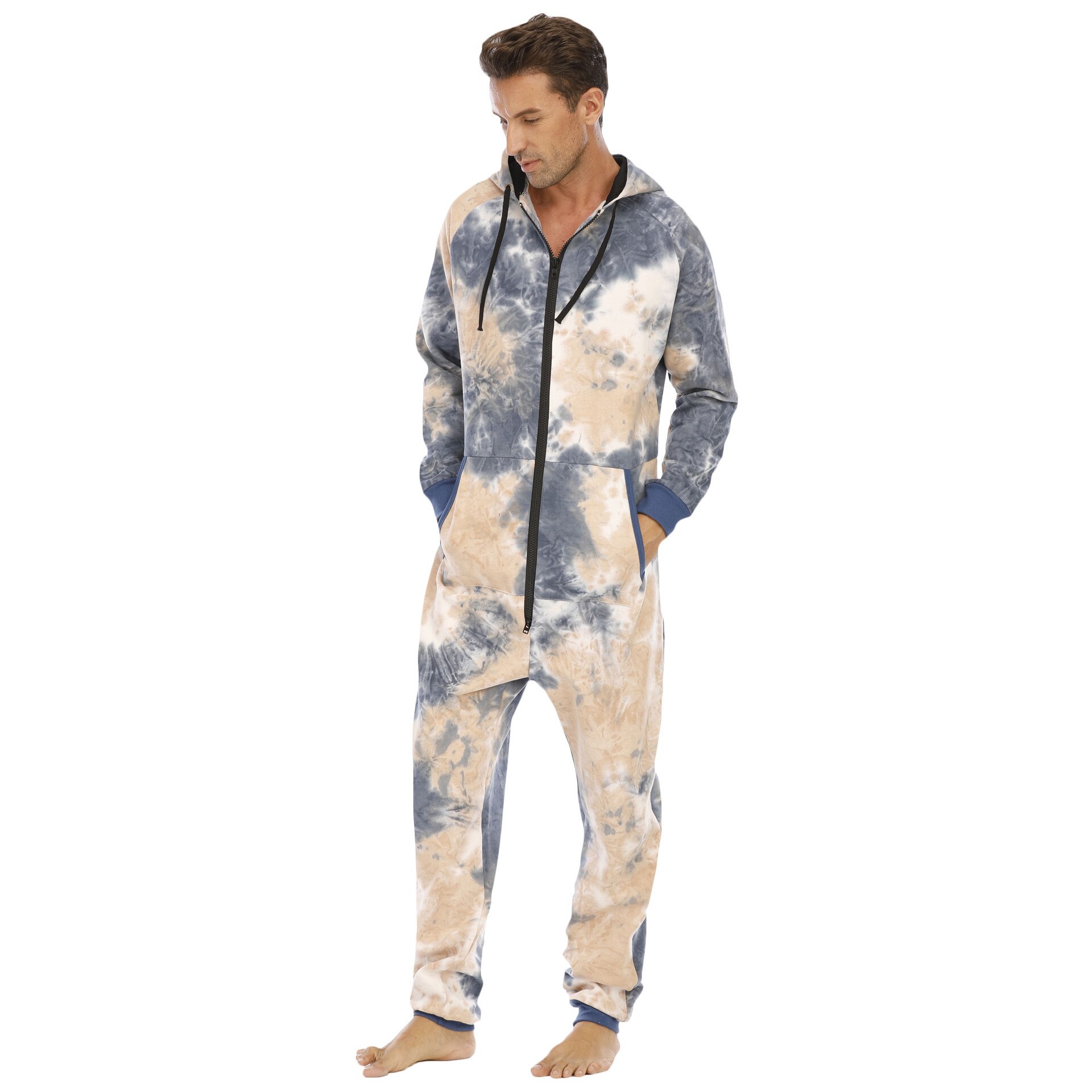Men Camouflage Pajamas Jumpsuits Long Sleeve Male Casual Hooded Pyjama Onesies Autumn Winter Tracksuit Rompers Cool Suit