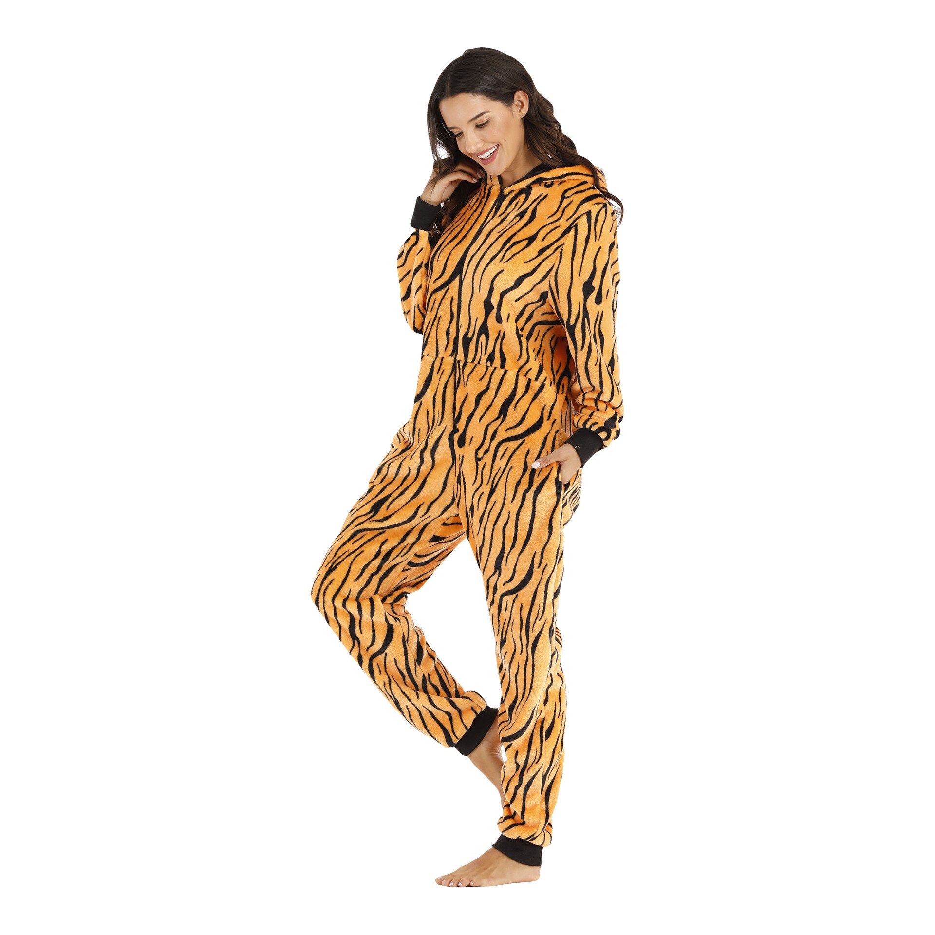 Leopard Jumpsuits Women Stitch Onesie Kingurumi Animal Costumes Adult Casual Festival Party Streetwear Coverall Hooded Pajamas