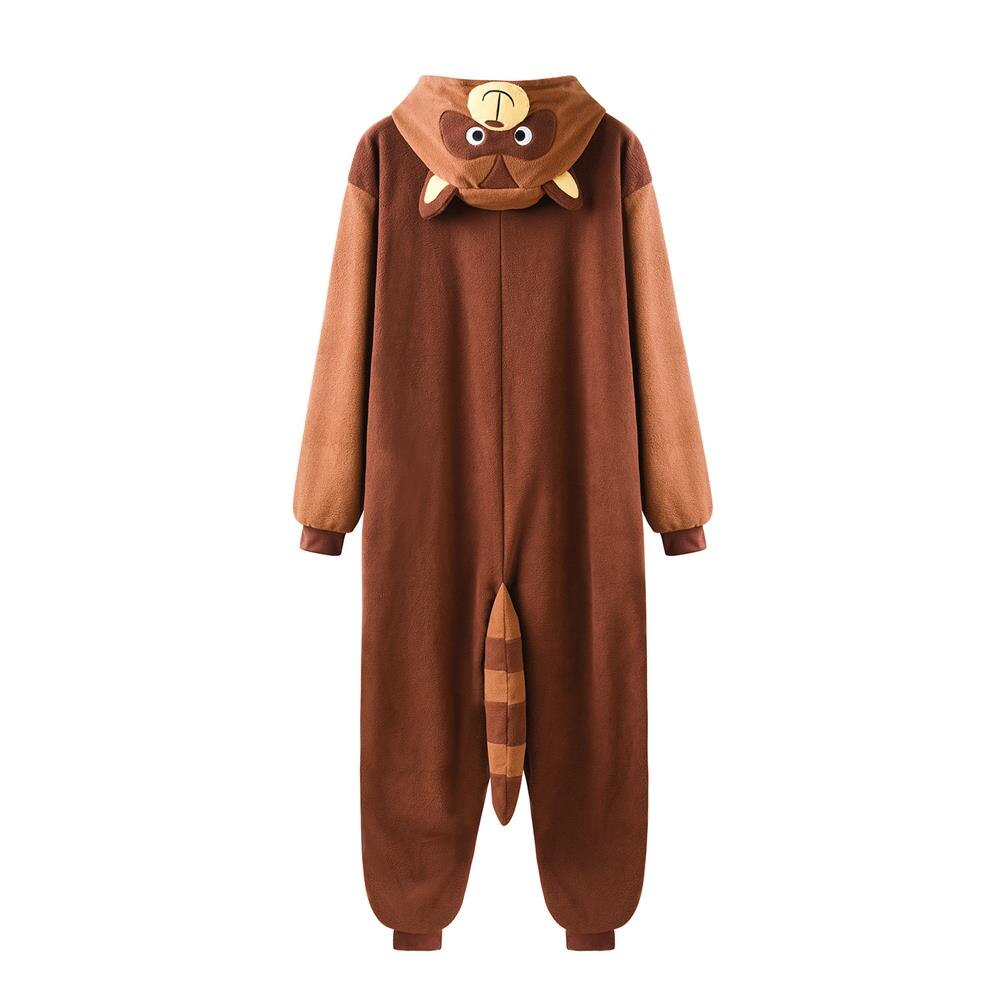 Couples Brown Raccoon Pajamas Cartoon Onesie Animal Kigurumis Halloween Funny Cute Outfit Winter Sleepwear Home Suit